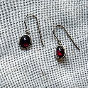 Tiny garnet Sterling drop earrings
